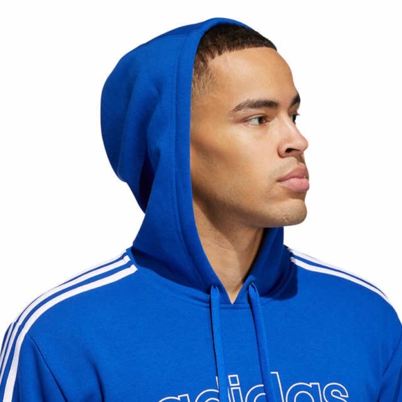 New Adidas Men's Fleece Pullover 3 Stripes Hoodie - Picture 4 of 16